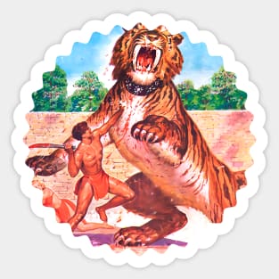 very hungry giant tiger retro comic book Sticker